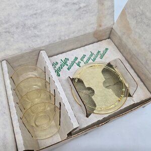 Mosser Glass Cambridge Ohio Jennifer Miniature Gold Crystal Glass Dessert Set 4